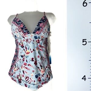 Lucky Brand Blue Floral Swim Tankini Top‎ Small NWT